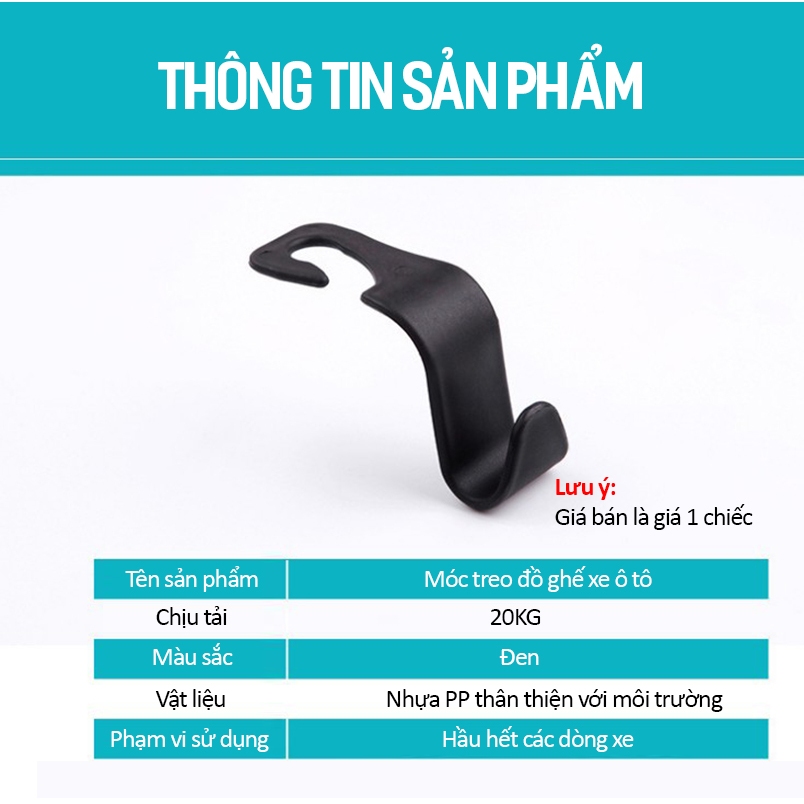 Móc treo đồ đa năng cài sau ghế oto xe hơi, móc giá kẹp ghế chữ S giữ đồ sau ô tô- phụ kiện đồ chơi ôtô