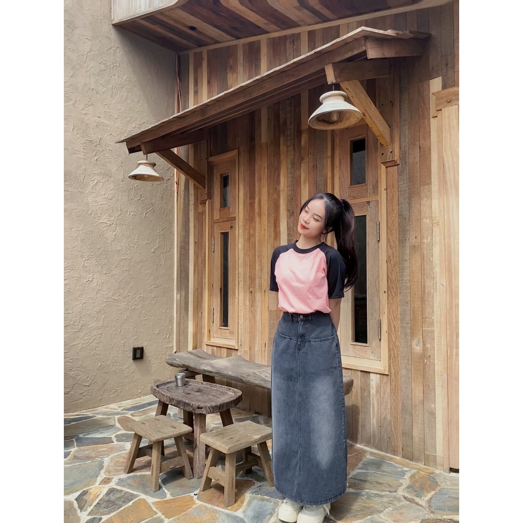 Ảnh Chân váy jean dáng dài  nữ thời trang thiết kế phong cách ulzzang Local Brand Midori Studio 4