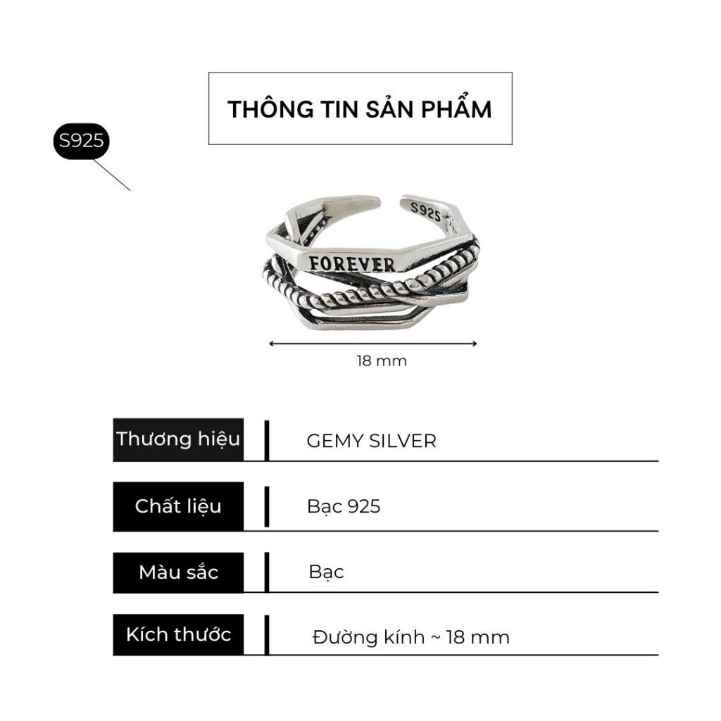 Nhẫn nam bạc 925 Forever thiết kế mặt xoắn cá tính, độc đáo, nam tính, unisex | GEMY SILVER NN5