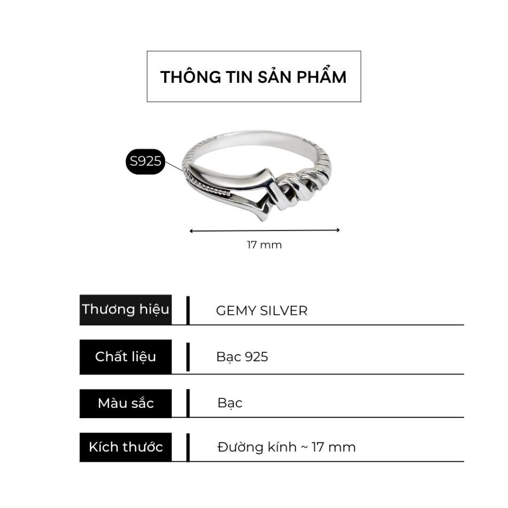 Nhẫn nam bạc 925 Silver Tusk thiết kế mặt xoắn cá tính, độc đáo, nam tính, unisex | GEMY SILVER NN4