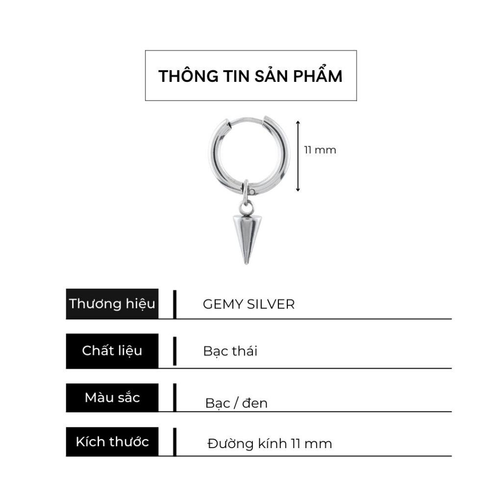 Khuyên tai nam tròn bạc 925 hình mũi đinh nhỏ 2 màu bạc đen thiết kế đơn giản, cá tính unisex(1 chiếc)| GEMY SILVER KN23