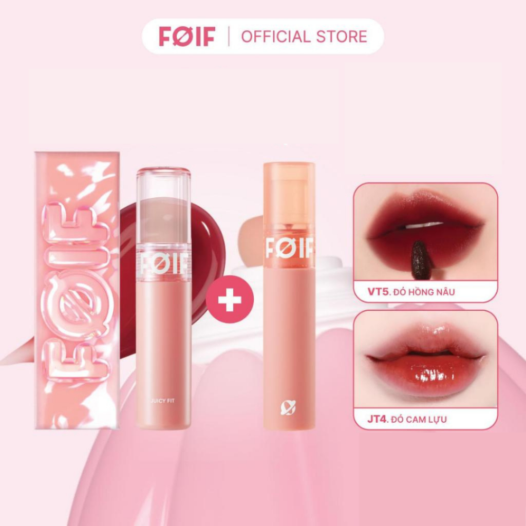 Ảnh [NEW] Combo 2 Son Tint Bóng FOIF Juicy Fit Tint 3g + Son Kem Lì FOIF Daily Velvet Tint 3g 1