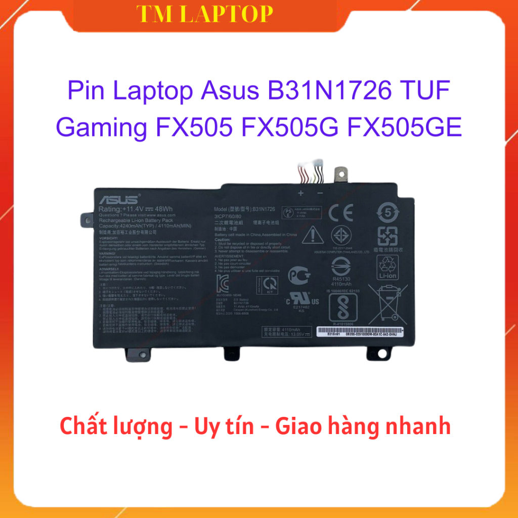 Batterie B31N1726 Pour ASUS TUF Gaming FX505, FX504, A15, A17 - 48Wh, 11.4V, Li-ion Neuve