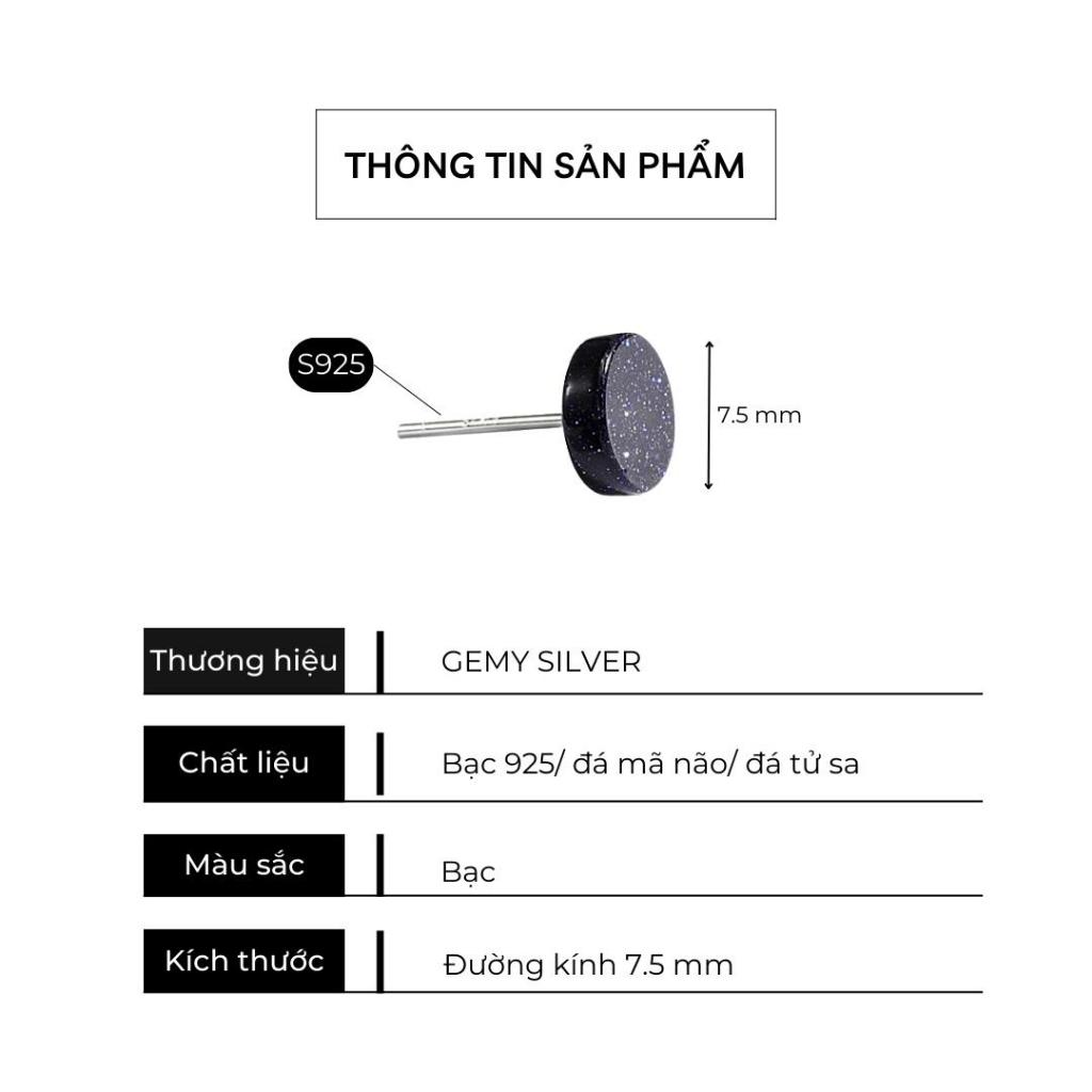 Khuyên tai nam tròn bạc 925 màu đen đơn giản, cá tính, unisex Black Knight 3 (1 chiếc)| GEMY SILVER KN35