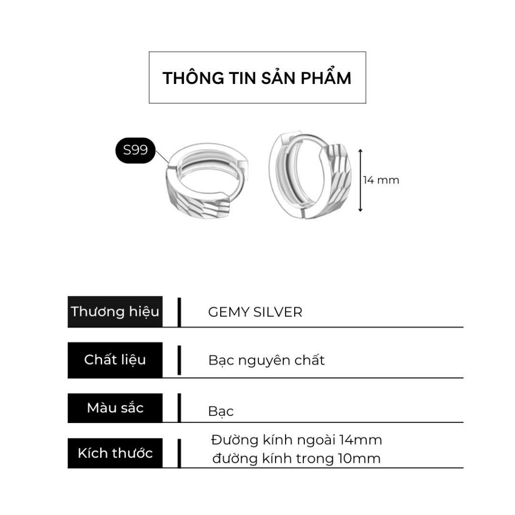 Khuyên tai nam tròn bạc nguyên chất phong cách unisex Mammatus  (1 chiếc) | GEMY SILVER KN53