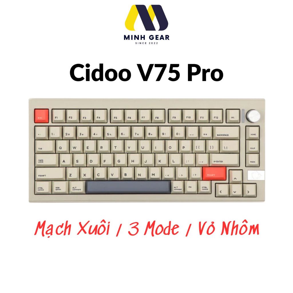 Cidoo V75 Pro - Bàn phím cơ Cidoo V75 Pro 3 mode, Vỏ Nhôm, Mạch Xuôi ...