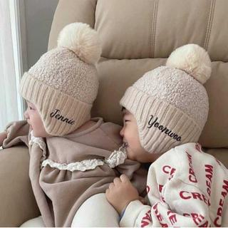 Mũ Len lông cừu THÊU TÊN cho bé 2 đến 5 tuổi, nón cho bé, mũ có bịt tai siêu ấm, dệt kim dày dặn