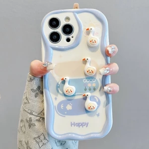 Ốp Điện Thoại Viền Lượn Sóng Gấu / Vịt / Phô Mai Bảo Vệ Camera Chống Sốc Cho iPhone 14 13 12 11 Pro Max XR X 15pr xx1037