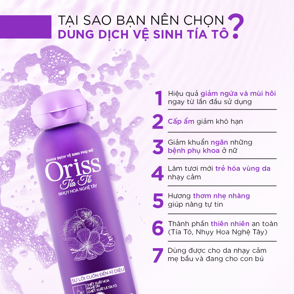 Ảnh Dung dịch vệ sinh phụ nữ Oriss tía tô làm sạch dịu nhẹ ngăn mùi ngừa vấn đề phụ khoa 200ml 4