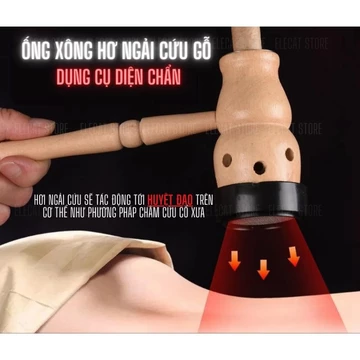 Combo Ống gỗ Xông Hơ Ngải Cứu +hộp 10 điếu nhang ngải cứu .Búa gỗ Hơ giữ Ngải Cứu trừ hàn, Massage Cổ Vai Gáy, thắt lưng