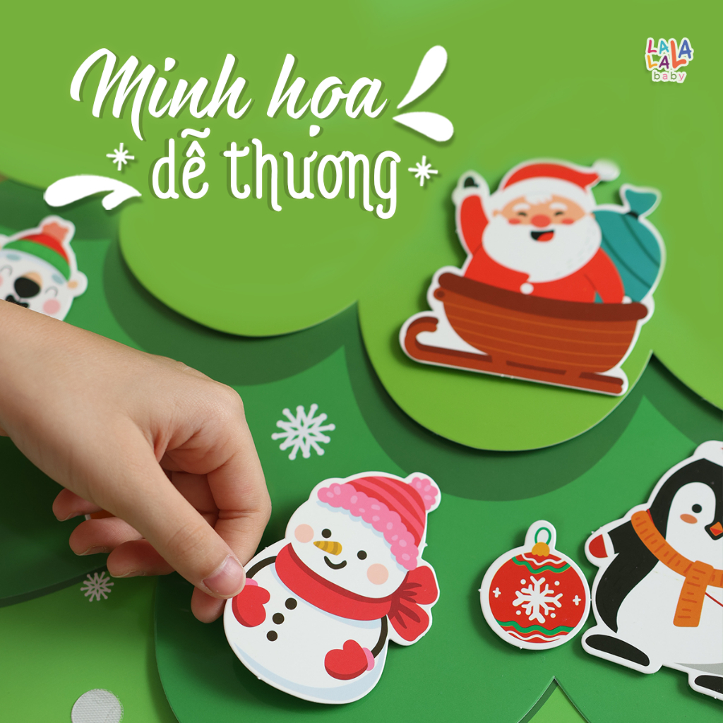 Cây thông Noel treo tường 3D Xmas,đồ chơi thủ công cho bé hãng lalababy