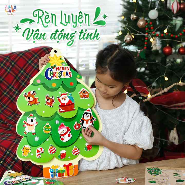 Cây thông Noel treo tường 3D Xmas,đồ chơi thủ công cho bé hãng lalababy
