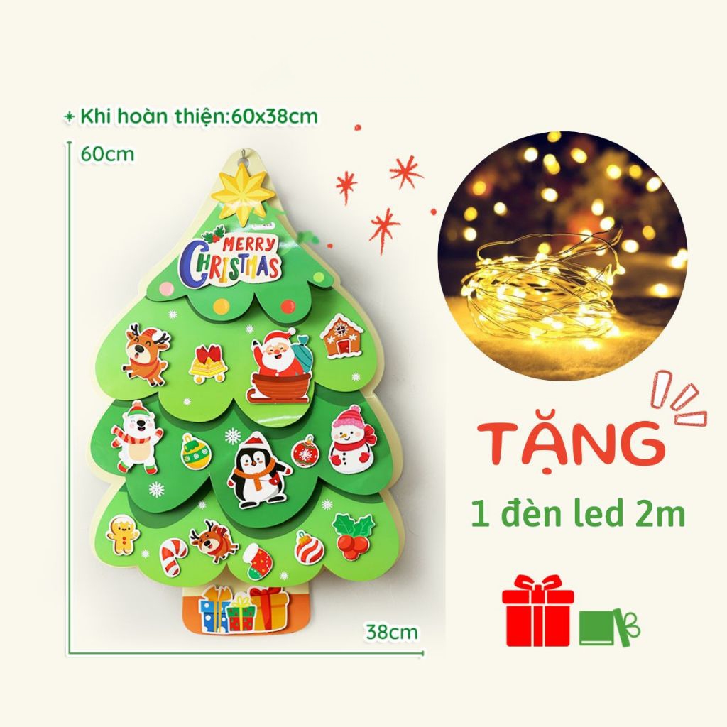 Cây thông Noel treo tường 3D Xmas,đồ chơi thủ công cho bé hãng lalababy
