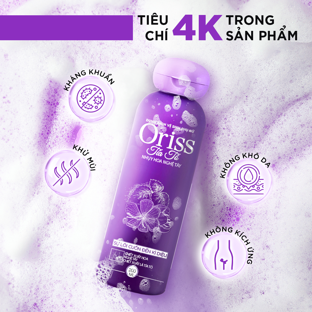 Ảnh Dung dịch vệ sinh phụ nữ Oriss tía tô làm sạch dịu nhẹ ngăn mùi ngừa vấn đề phụ khoa 200ml 3
