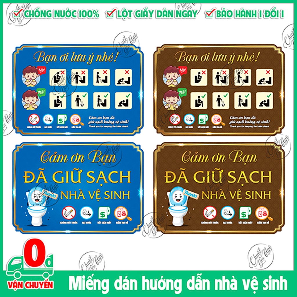 Miếng hình dán TOILET biển nhắc nhở hướng dẫn trong nhà vệ sinh decal ...