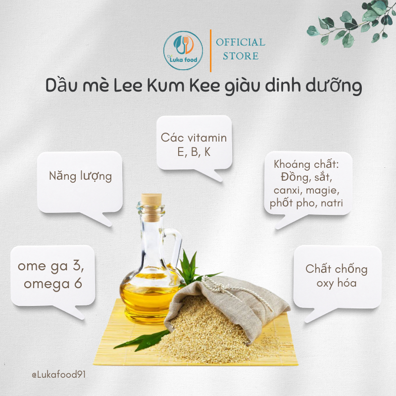 Dầu Mè Lee Kum Kee 207ml - Dầu Mè Thơm Cho Bé Ăn Dặm, Gia Vị Trộn Salad, Ướp Thịt Nướng, Tốt Cho Sức Khoẻ Luka Food