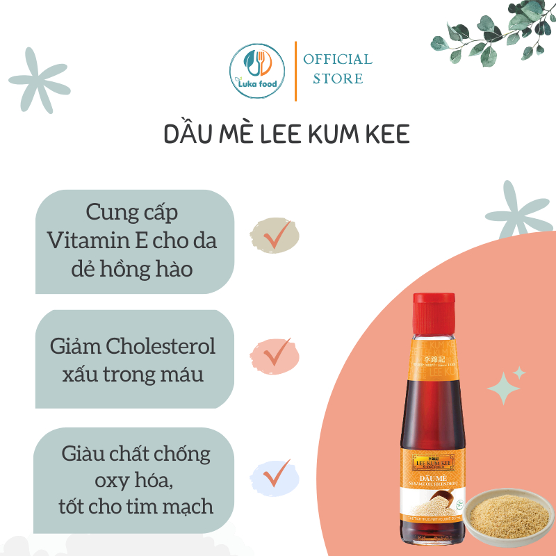 Dầu Mè Lee Kum Kee 207ml - Dầu Mè Thơm Cho Bé Ăn Dặm, Gia Vị Trộn Salad, Ướp Thịt Nướng, Tốt Cho Sức Khoẻ Luka Food