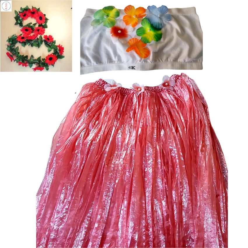 Bộ Váy Tua Rua Hawaii Cho Bé - Trang Phục Tái Chế Từ Dây Nylon - Biểu Diễn Văn Nghệ Thời Trang