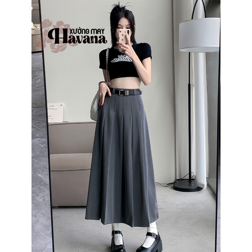 Chân váy xếp ly 1 mặt Ulzzang dáng dài không có túi, Chất liệu Vtex loại 1 (CV03)