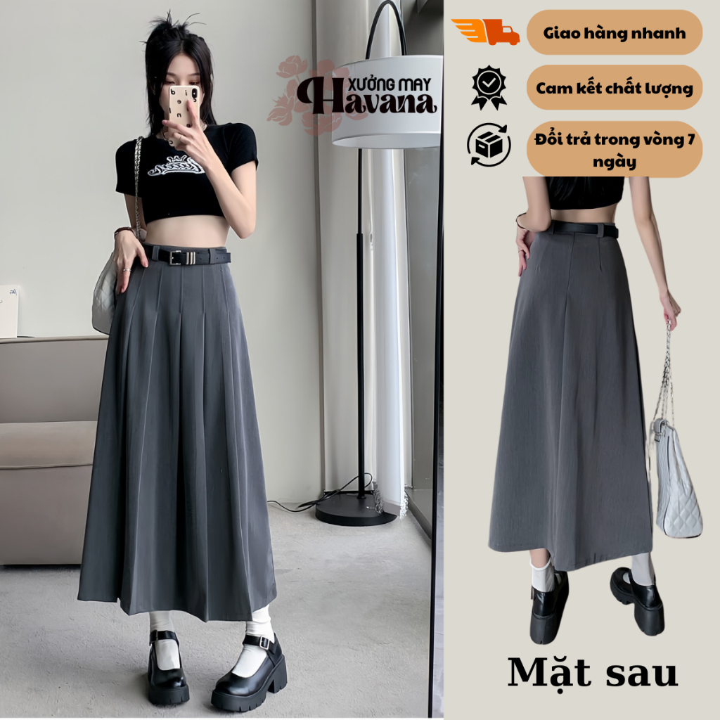 Chân váy xếp ly 1 mặt Ulzzang dáng dài không có túi, Chất liệu Vtex loại 1 (CV03)