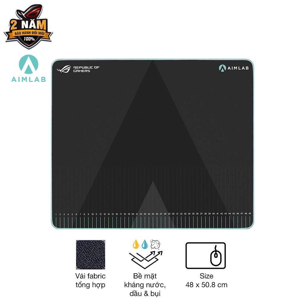 Bàn di chuột gaming Asus ROG Hone Ace Aim Lab Edition, chất liệu vải cao cấp, phủ nano chống thấm, đế cao su chống trượt