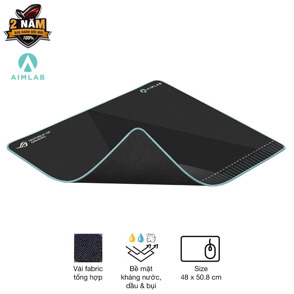 Bàn di chuột gaming Asus ROG Hone Ace Aim Lab Edition, chất liệu vải cao cấp, phủ nano chống thấm, đế cao su chống trượt