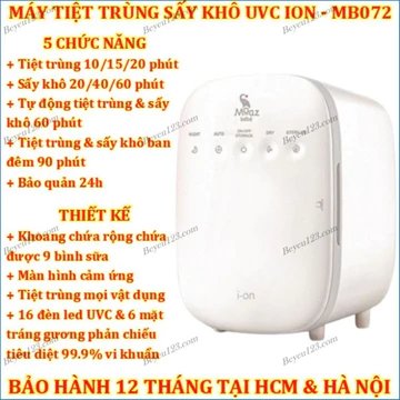Máy tiệt trùng sấy khô tia UVC ION Moaz BéBé MB-072 MB072 - 16 đèn UVC led và công nghệ tiệt trùng i-on