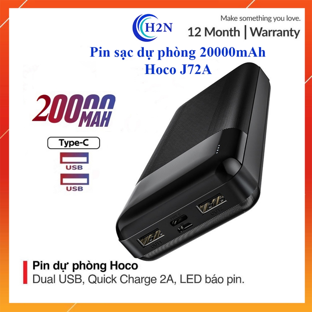 ⚡Mới⚡Pin Sạc Dự Phòng 20000mAh 10000mAh HOCO J72A/J72, Sạc Nhanh 2A ...