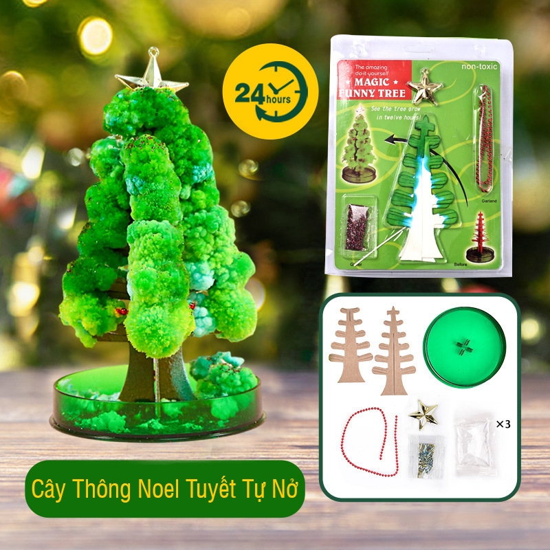 Cây thông Noel tuyết tự nở,cây đào ma thuật tự nở quà tặng giáng sinh cho bé - Cây thông trang trí để bàn