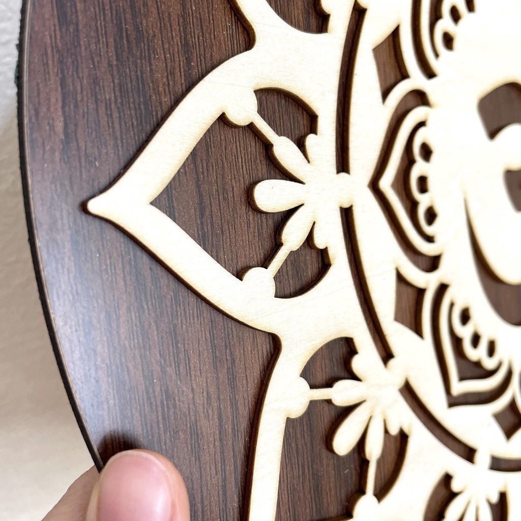 Tranh gỗ mandala, Tranh Gỗ 3D Mandala Chữ Om treo tường cho phòng thờ, phòng thiền, yoga, quán chay... MDL04