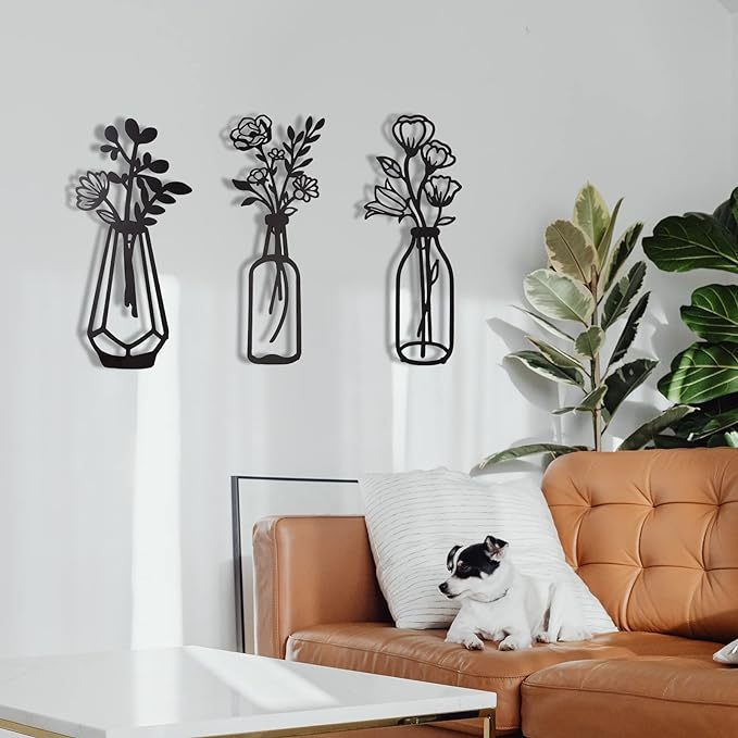 Tranh sắt CNC B08 | Bộ tranh sắt "Lọ hoa xinh xắn ", Treo tường nghệ thuật, Decor trang trí nội thất