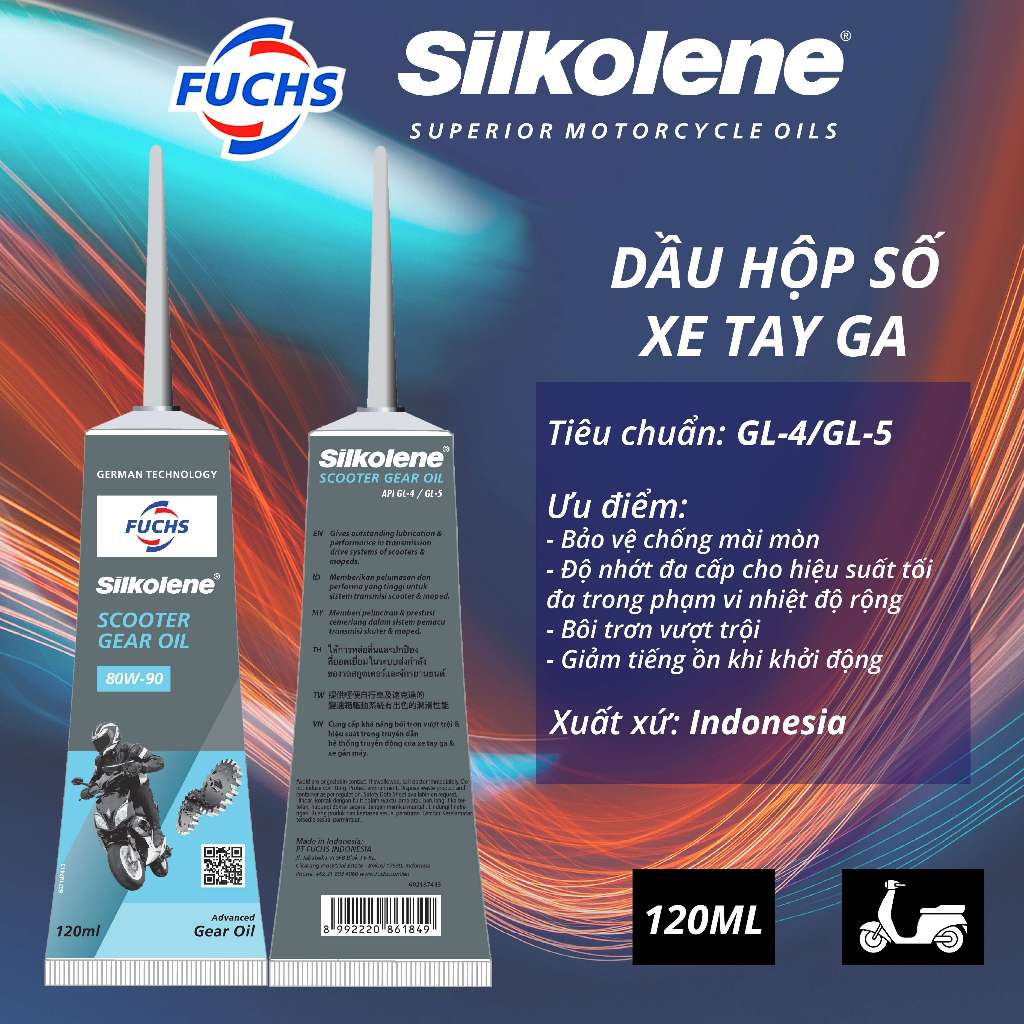 Dầu hộp số xe tay ga (nhớt láp) Silkolene Scooter Gear Oil 80W-90 (tuýp ...
