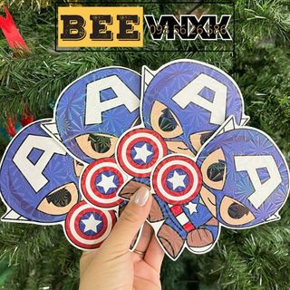 Combo 5 bao lì xì Tết 2026 hình Thuyền Trưởng Mỹ - Captain America phản quang lấp lánh - Lì xì Chibi BEE VNXK