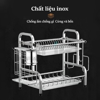 GSlife Kệ Chén Bát Đĩa INOX 304 56cm 2/3 Tầng Kèm Khay Đựng Bát Đĩa Cho Nhà Bếp