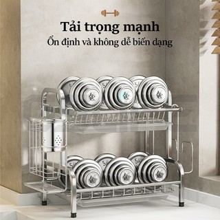 GSlife Kệ Chén Bát Đĩa INOX 304 56cm 2/3 Tầng Kèm Khay Đựng Bát Đĩa Cho Nhà Bếp