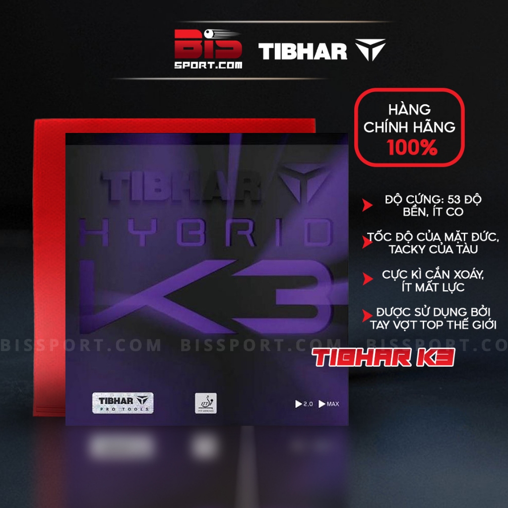 Revêtement Tibhar Hybrid K3 Pro – 2,0 Mm, Noir, Pour Joueurs Offensifs