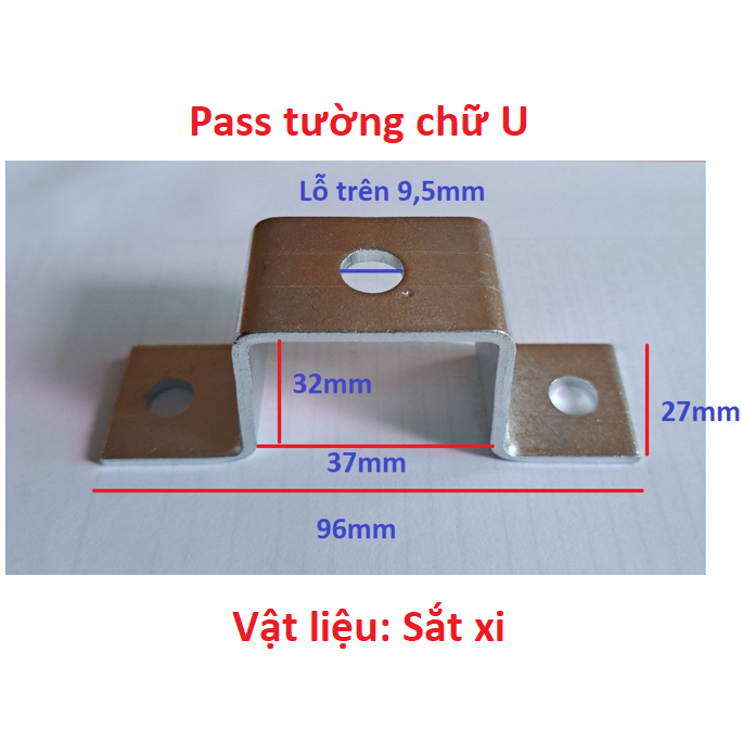 Bat chữ U cố định vào tường, Bass chữ U gắn vào thanh đồng, Pass chữ U ...