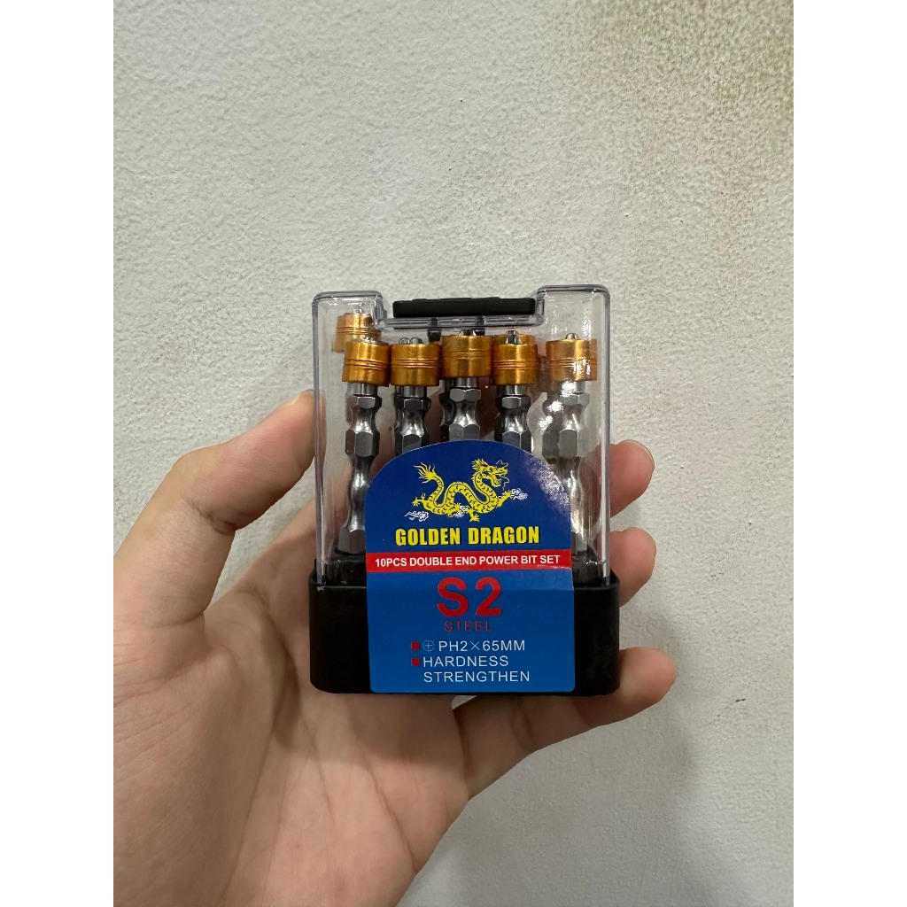 (1 Hộp) Mũi vít đầu bake – mũi vít Song Long trợ lực lắp máy khoan Golden Dragon (rồng vàng) thép S2