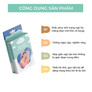 Hộp 30 miếng dán chỉnh hình chống ngáy ngủ, ngủ há miệng vật liệu thân thiện. Miếng dán chống ngáy, nghiến răng vật lý