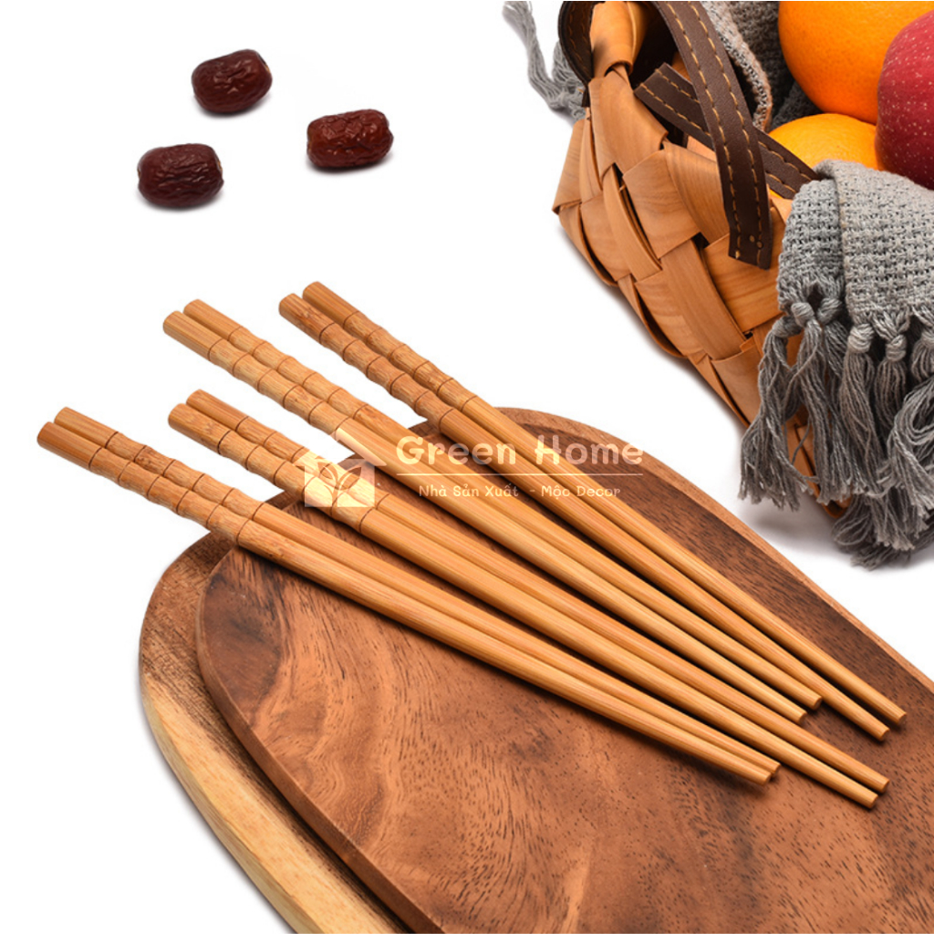 10 Đôi Đũa Tre Khắc Đầu, Tre Tự Nhiên Không Sử Dụng Hóa Chất, An Toàn Khi Sử Dụng