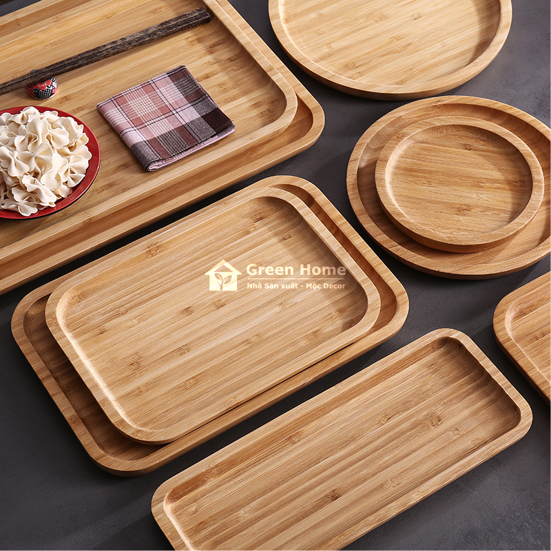 Khay Gỗ Tre Decor Hình Tròn Đĩa Gỗ Tre Tự Nhiên Cao Cấp Nhiều Kích Thước Lựa Chọn Cho Gia Đình