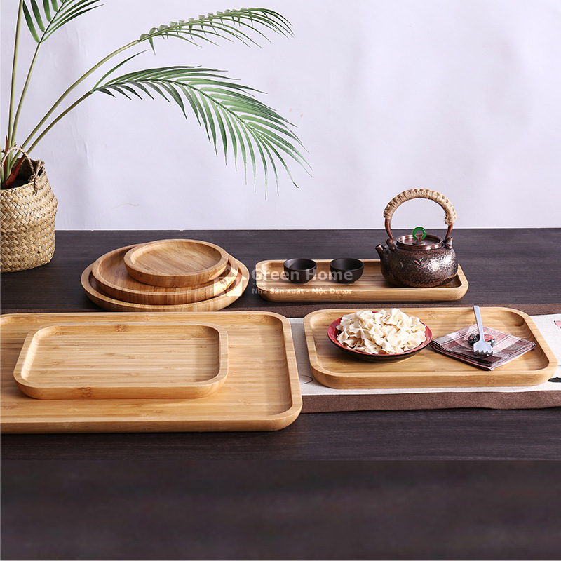 Khay Gỗ Tre Decor Hình Tròn Đĩa Gỗ Tre Tự Nhiên Cao Cấp Nhiều Kích Thước Lựa Chọn Cho Gia Đình