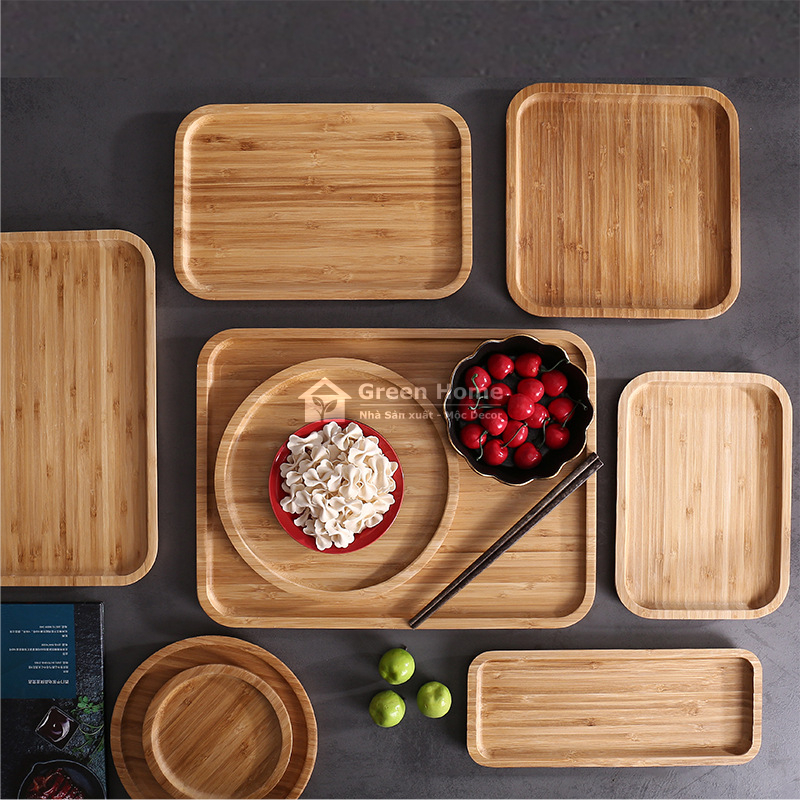 Khay Gỗ Tre Decor Hình Tròn Đĩa Gỗ Tre Tự Nhiên Cao Cấp Nhiều Kích Thước Lựa Chọn Cho Gia Đình