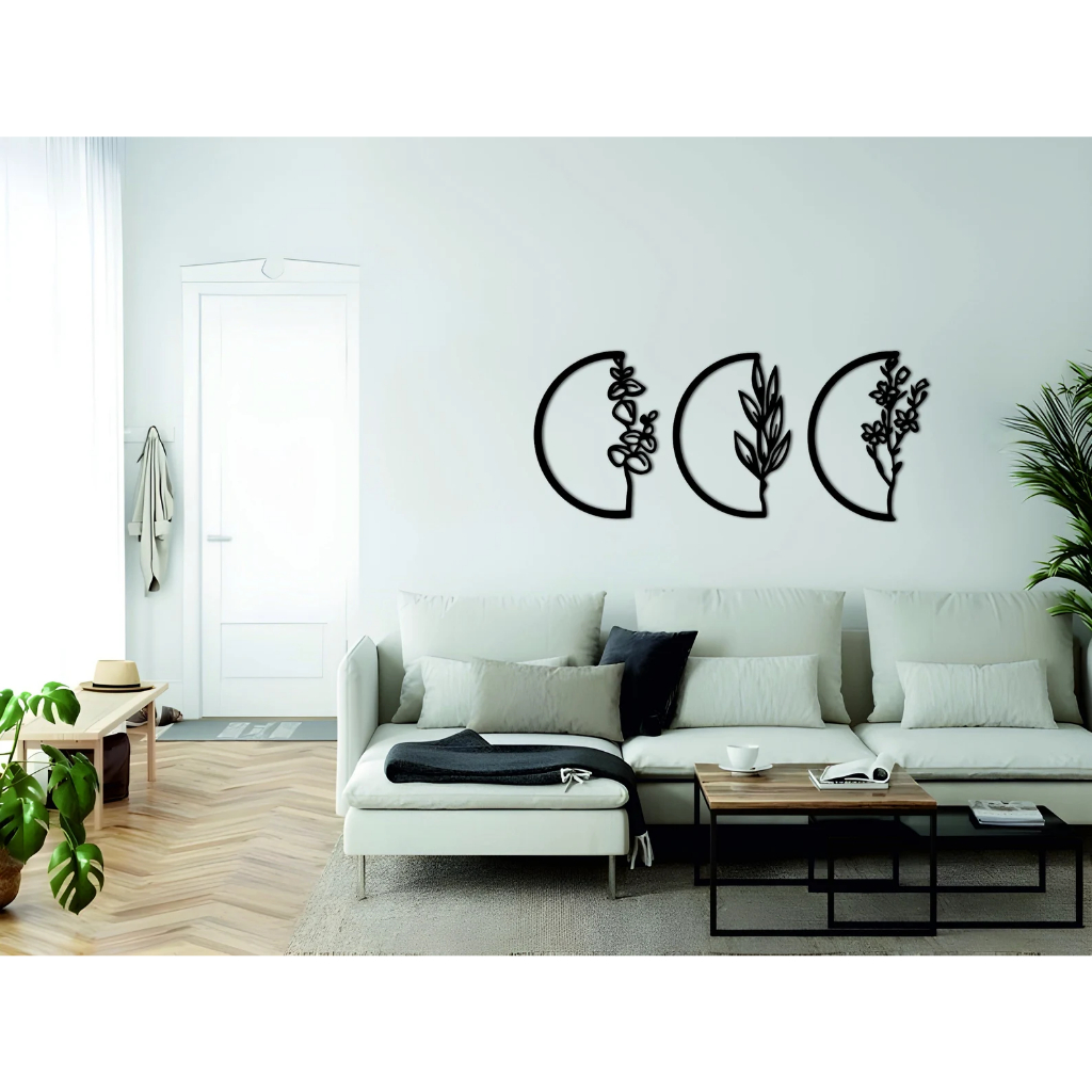 Tranh sắt CNC B10 | Bộ tranh sắt "Vòng hoa cách điệu", Treo tường nghệ thuật, Decor trang trí nội thất