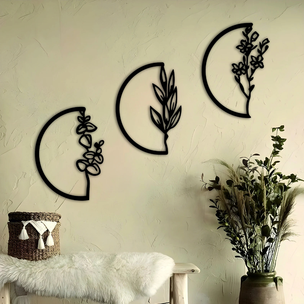Tranh sắt CNC B10 | Bộ tranh sắt "Vòng hoa cách điệu", Treo tường nghệ thuật, Decor trang trí nội thất
