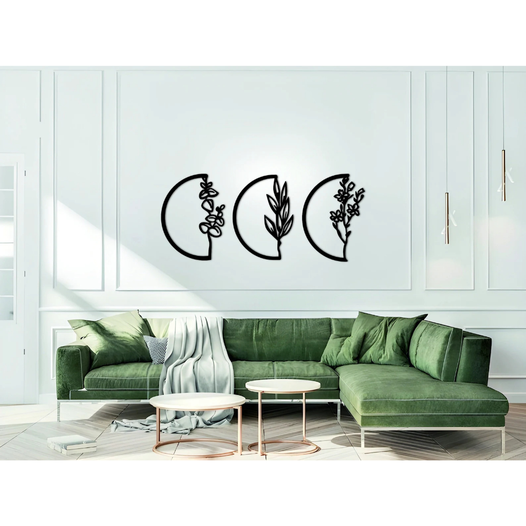 Tranh sắt CNC B10 | Bộ tranh sắt "Vòng hoa cách điệu", Treo tường nghệ thuật, Decor trang trí nội thất