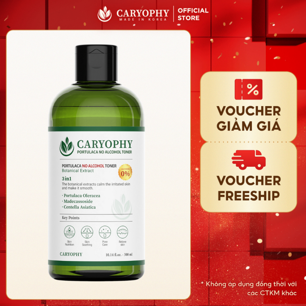 Ảnh Nước cân bằng không cồn cho da mụn Caryophy Portulaca Toner 300ml 1