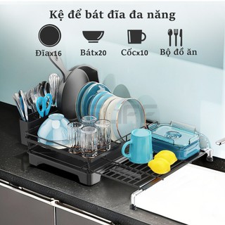 Gslife Kệ Để Chén Đĩa Với Chân Đế Kéo, Kệ Đựng Chậu, Full Phụ Kiện Kèm Khay Đựng Bát Đĩa Cho Nhà Bếp