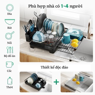 Gslife Kệ Để Chén Đĩa Với Chân Đế Kéo, Kệ Đựng Chậu, Full Phụ Kiện Kèm Khay Đựng Bát Đĩa Cho Nhà Bếp