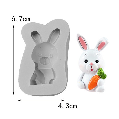Khuôn silicon hình chú thỏ cầm cà rốt